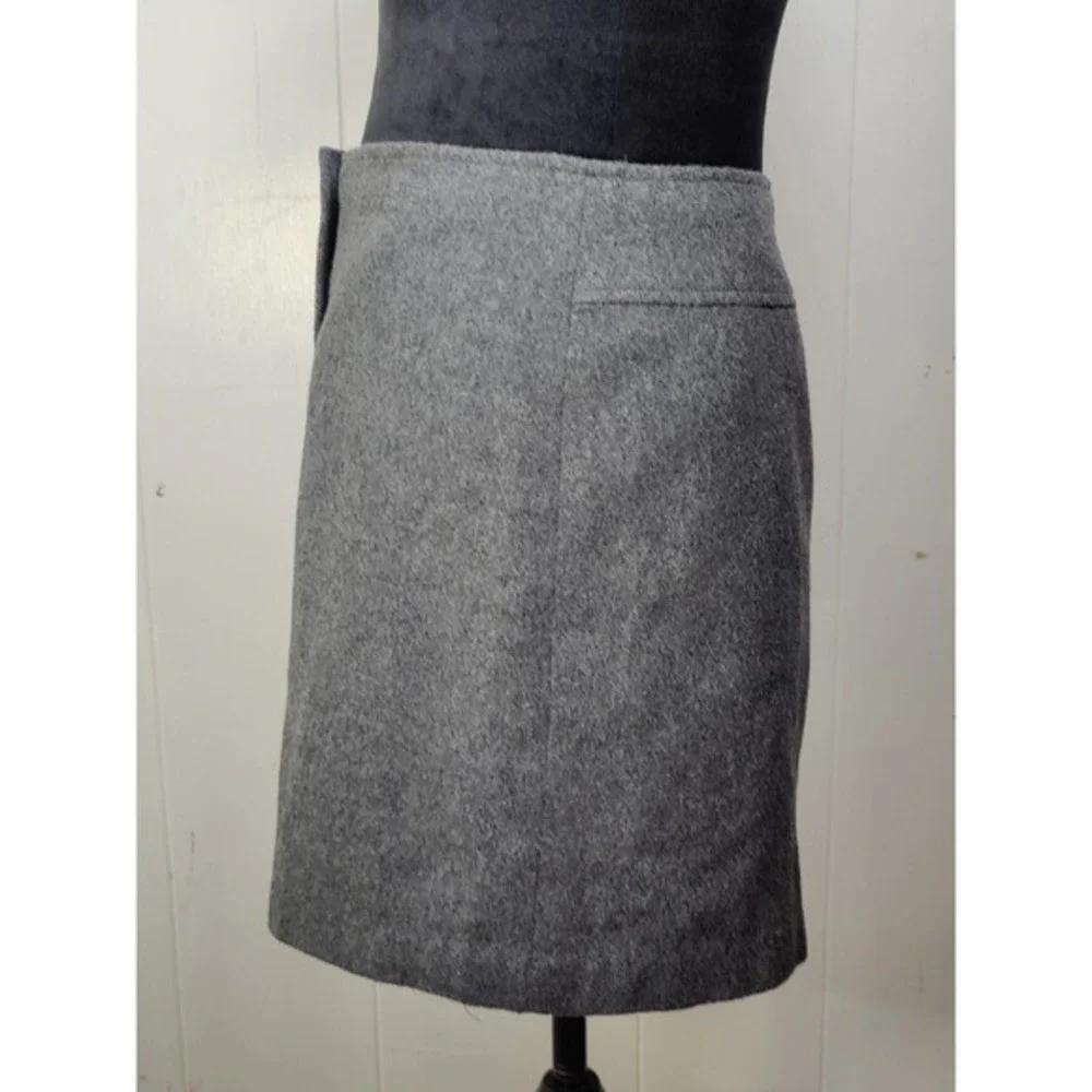 J. Crew‎ Gray Wool cashmere Blend Button Front A-Line Skirt Size 10 professor